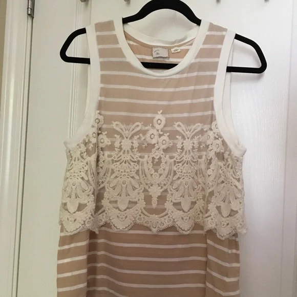 Anthropologie Postmark Nautique Striped Lace Tank - Picture 2 of 6